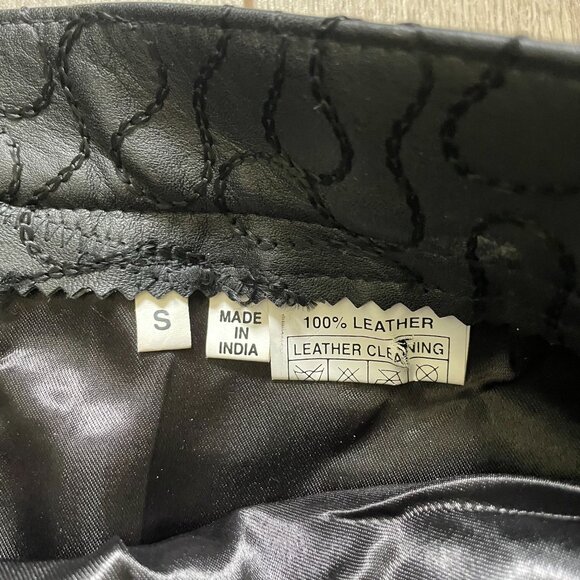 Leather Sequin Embroidered Straight Pencil Skirt Women Small Black Elegant - Picture 6 of 14